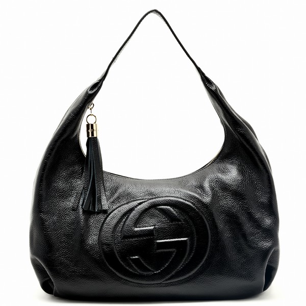 Authentic Gucci Soho Leather Hobo Bag 282304 Black